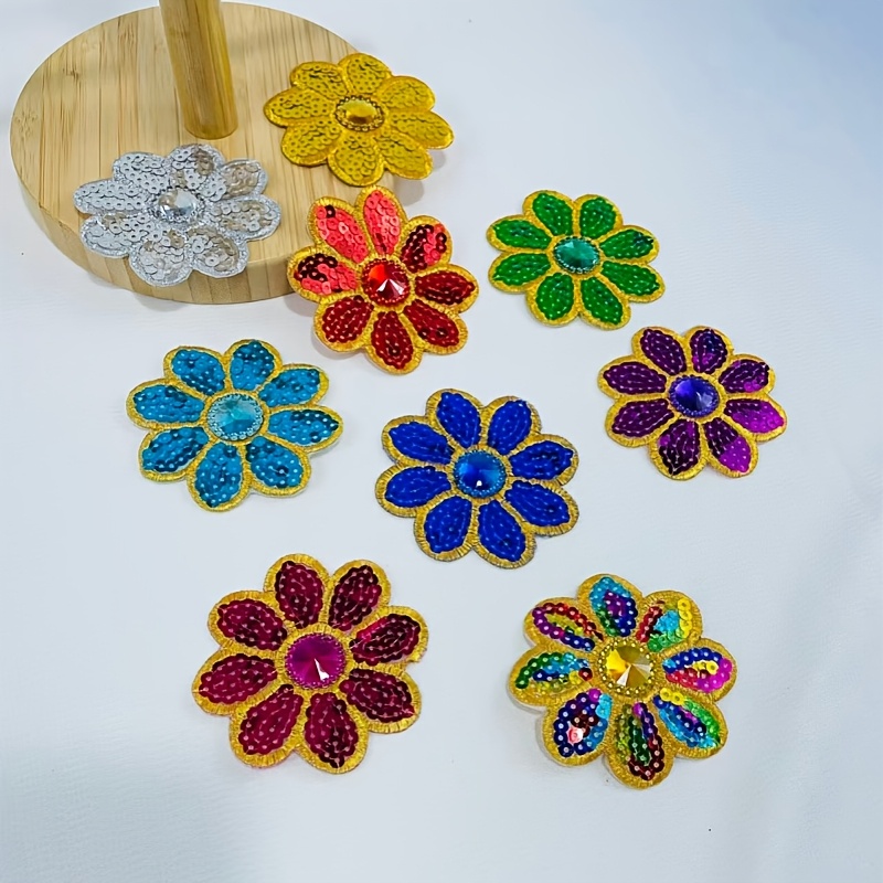Applique Patch Flower - 10 stuks bloemenapplicaties met lovertjes, kralenapplicaties,