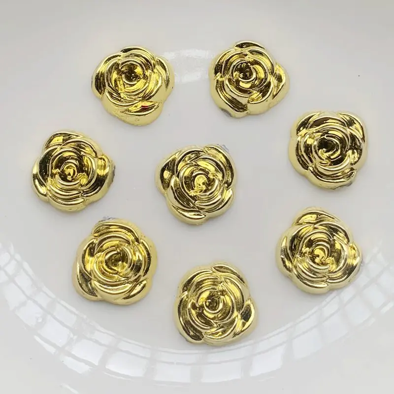 Embellishment Glue Craft - 40pcs 14mm Goud Rose Bloemen Hars