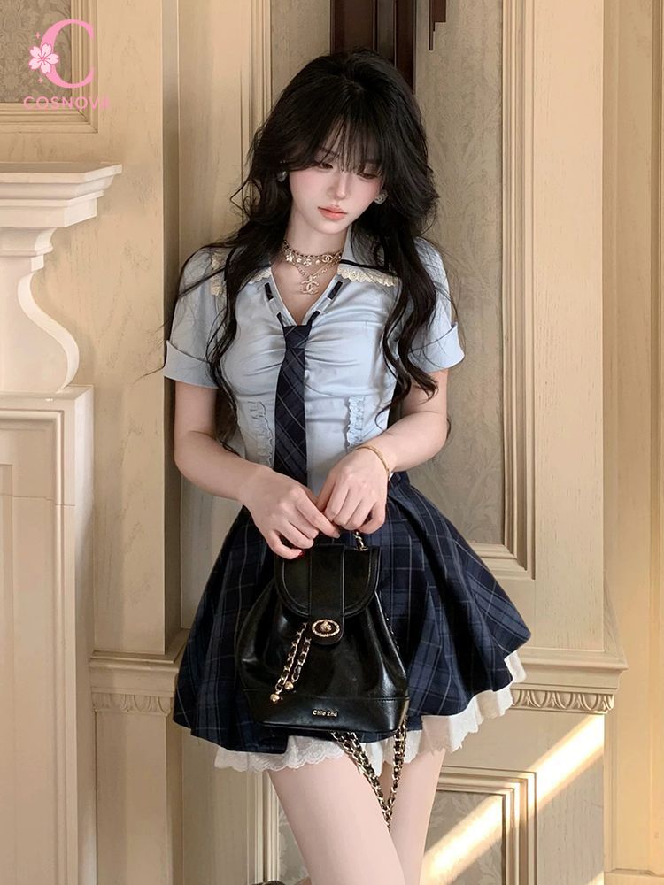 Elastic Lace Trim - Zomerse Nieuwe Preppy Y2K 2-delige Set