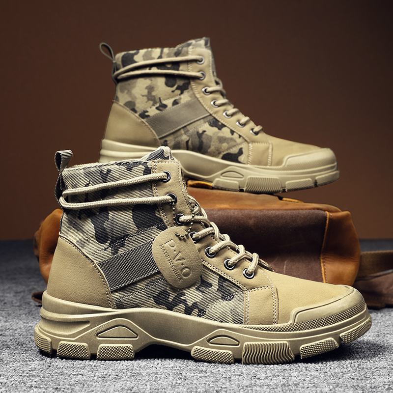 Guipure Lace Panel - Hoge laarzen voor heren Herfst Camouflage