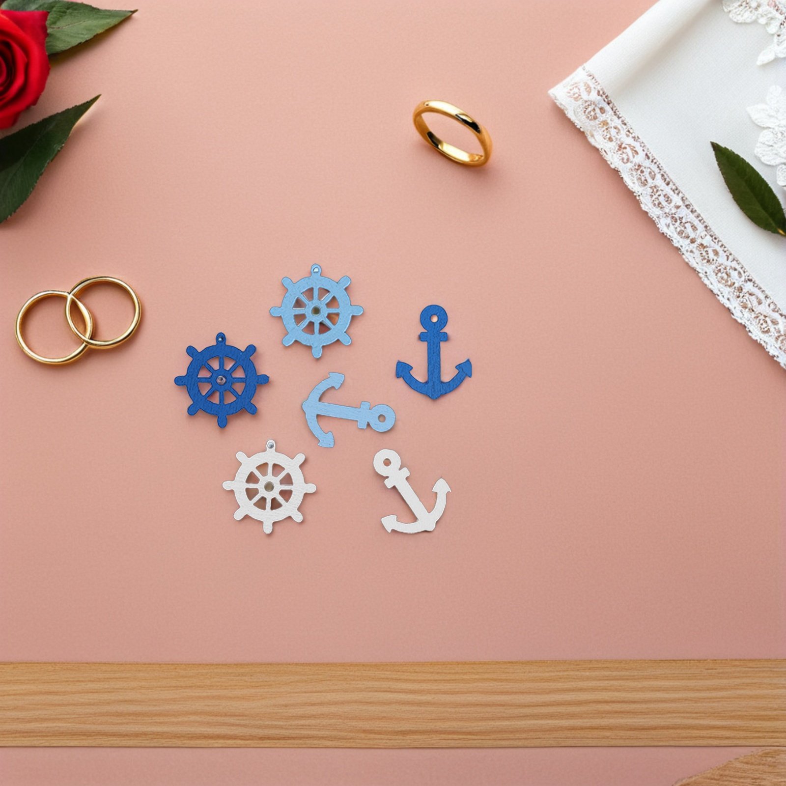 Embellishments For Scrapbooking - 100 Stuks Houten Anker Mini Hangers