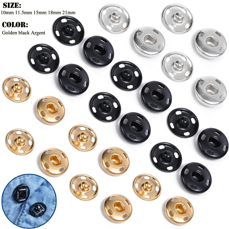 Iron On Stud Set - 10/50 Set 8-10mm Metalen Opnaaibare Drukknopen