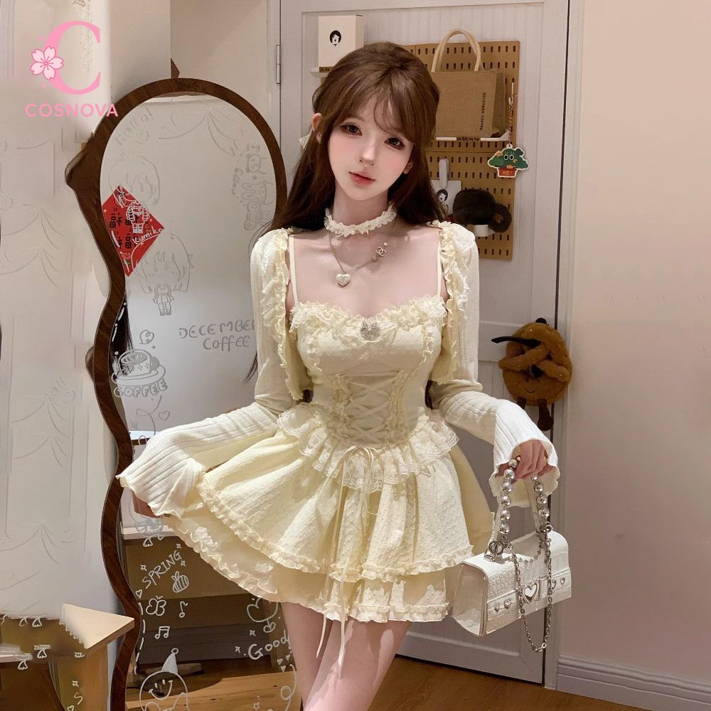 Zoete Lolita Camisole Jurk Set - Elastic Lace Trim recensie en prijs