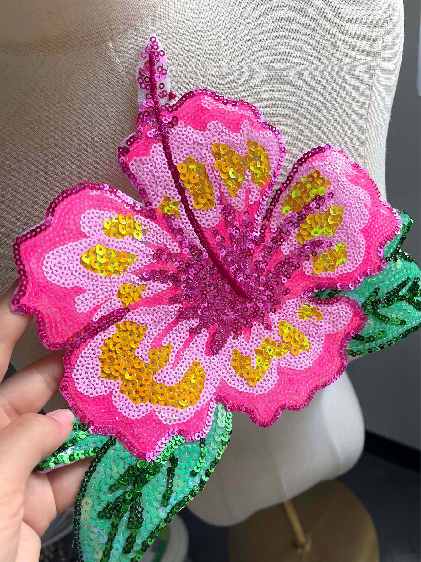 1 stuk 26 cm glanzende roze pa - Applique Patch Flower recensie en prijs