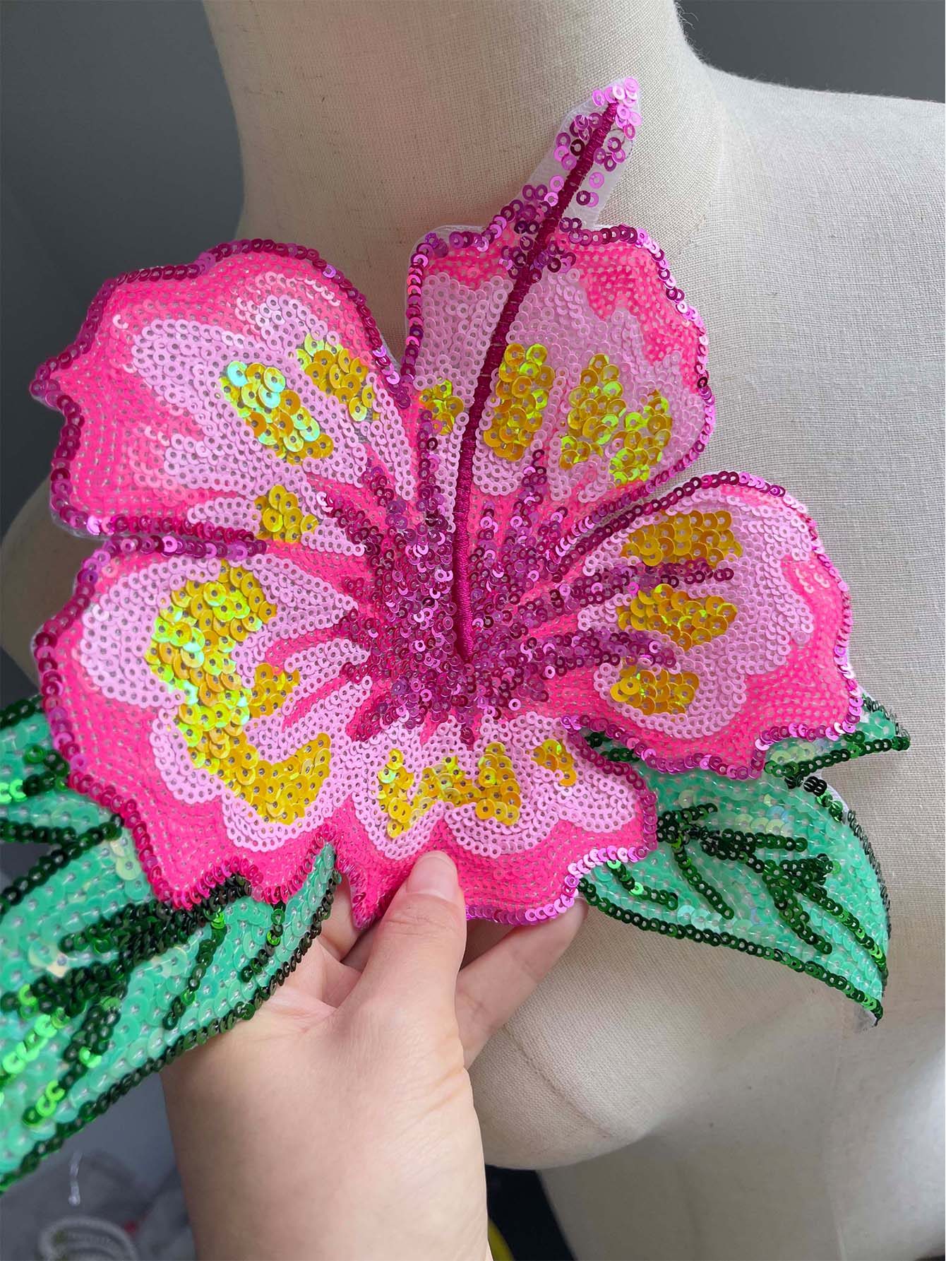 1 stuk 26 cm glanzende roze pa - Applique Patch Flower recensie en prijs
